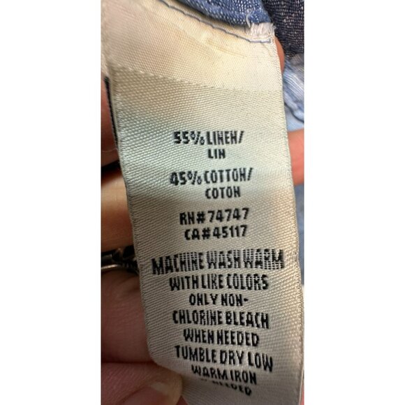 Bob Timberlake Mens  Striped Linen Blend Long Sleeve Polo Shirt XL Blue & Gray - Picture 3 of 11